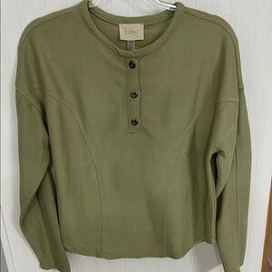 Cupio Olive Button-Front Sweater